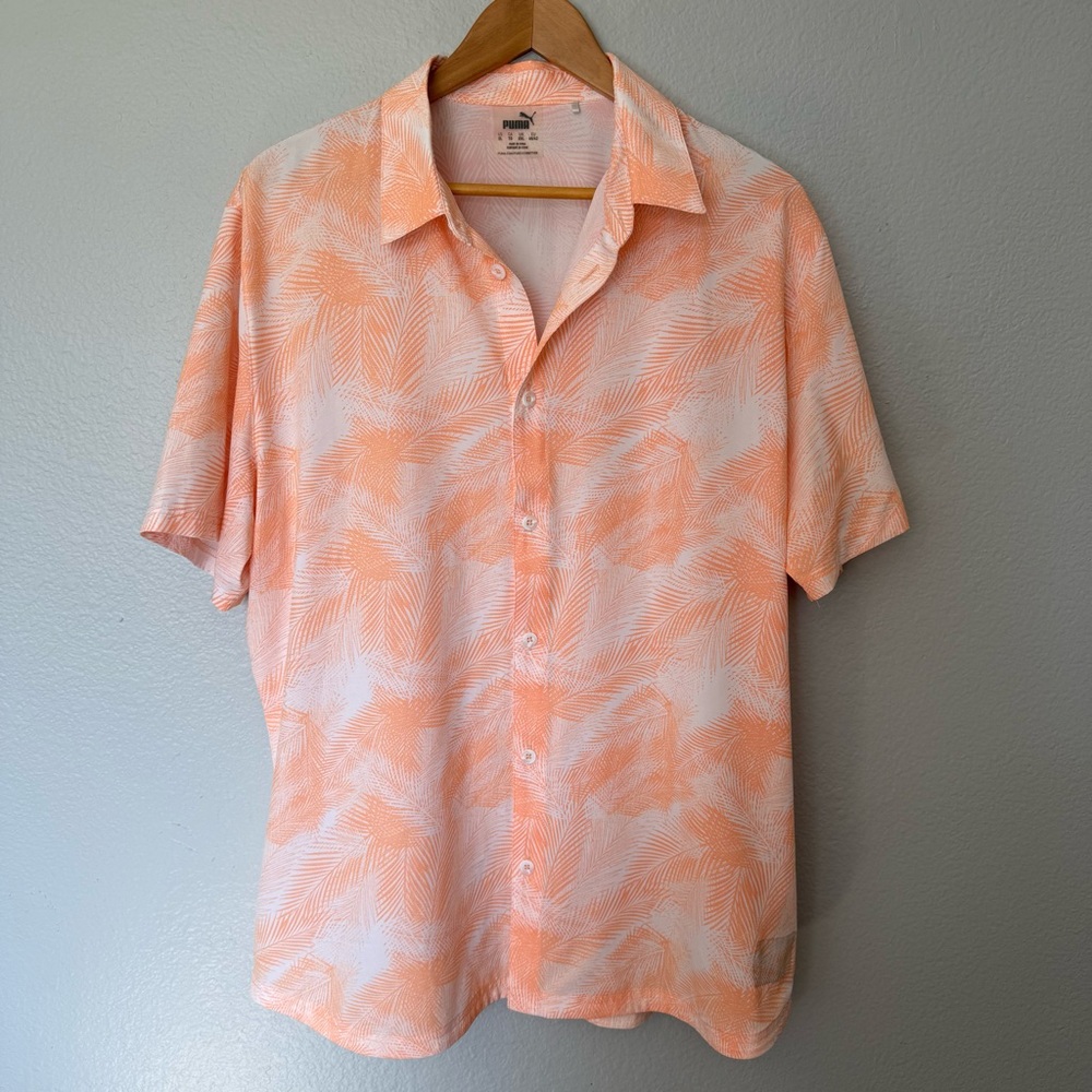 Puma Island Time Collection The Palm Shirt Golf Button Down Short Sleeve